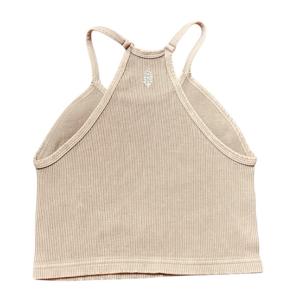 Free People Happiness Runs Tank Top with Logo on back Brushed Taupe Cream NWOT - Picture 4 of 4
